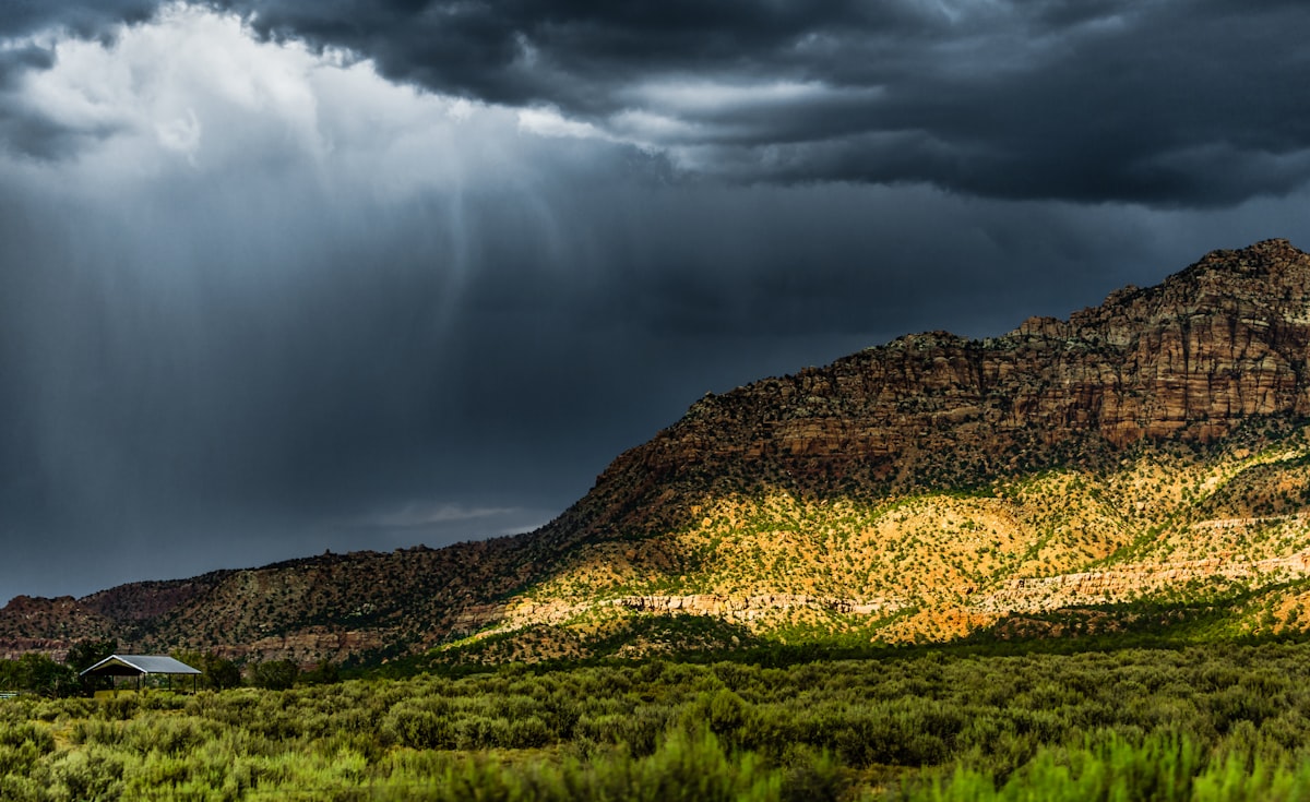 Dark storm clouds building over Colorado plains before a hailstorm
