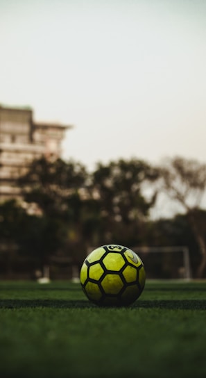 yellow and black soccer ball on field during daytime