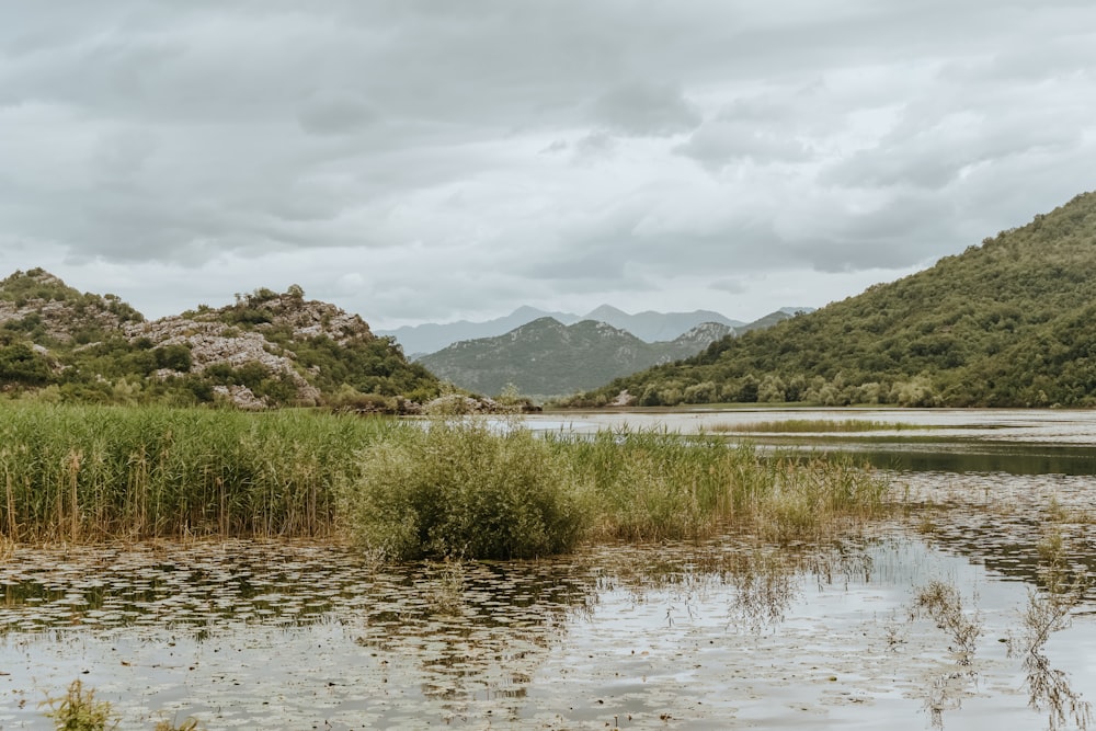 view of lake near mountains