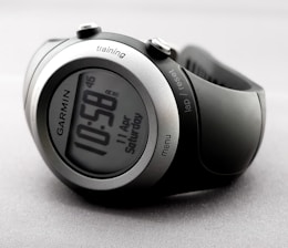 A sleek stopwatch interface showing large digits and lap times.