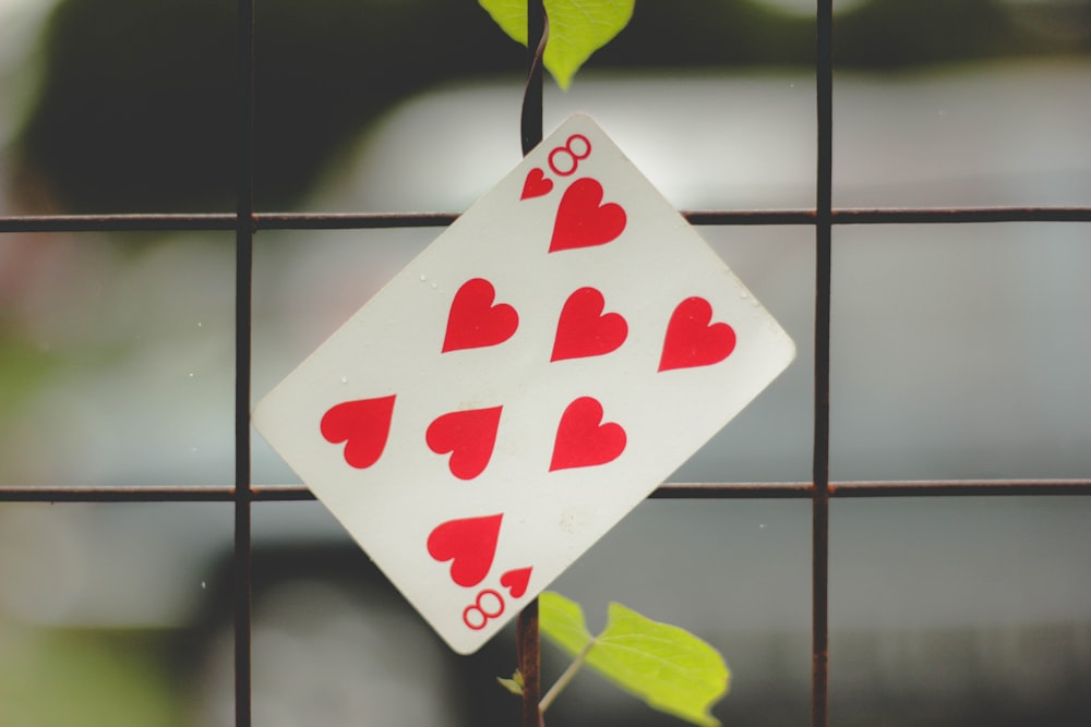 8 of hearts on metal screen