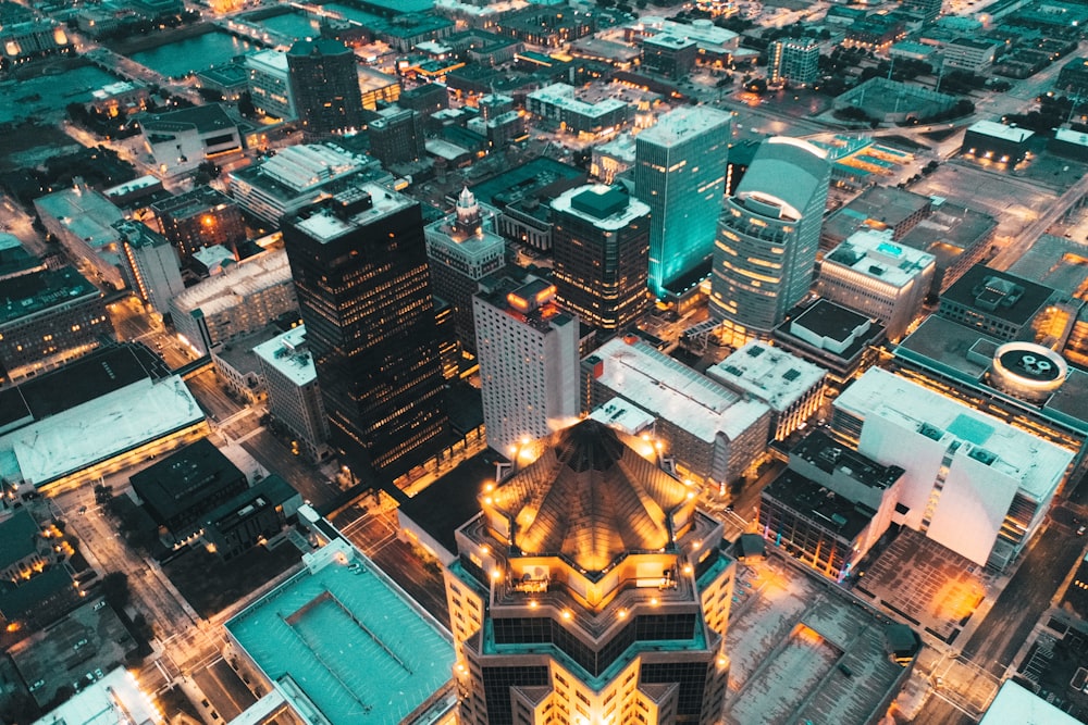 aerial photo of high rise buildings