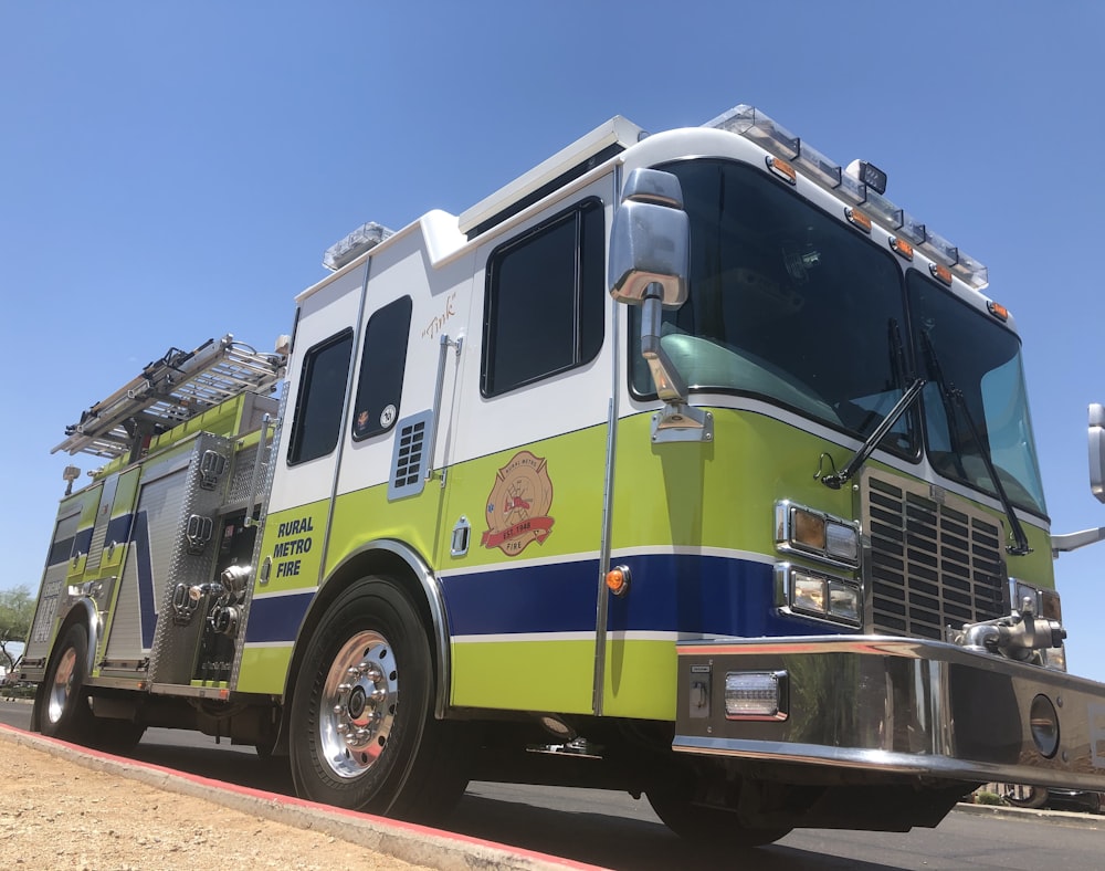 green and white firetruck