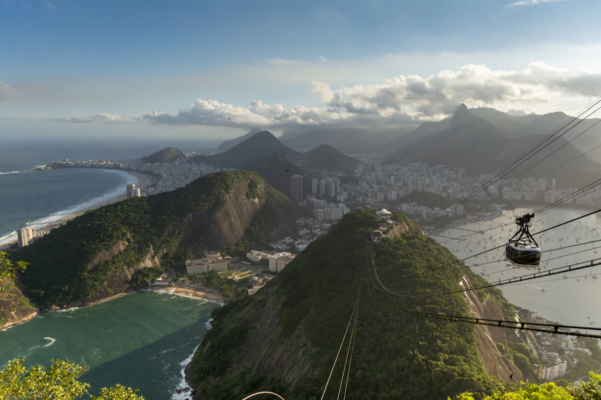 Rio de Janeiro Brazil Sugarloaf Mountain cable car Guanabara Bay