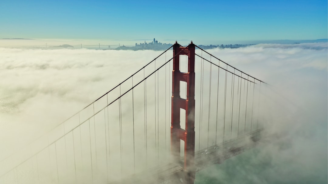 Golden Gate bridge covered in clouds