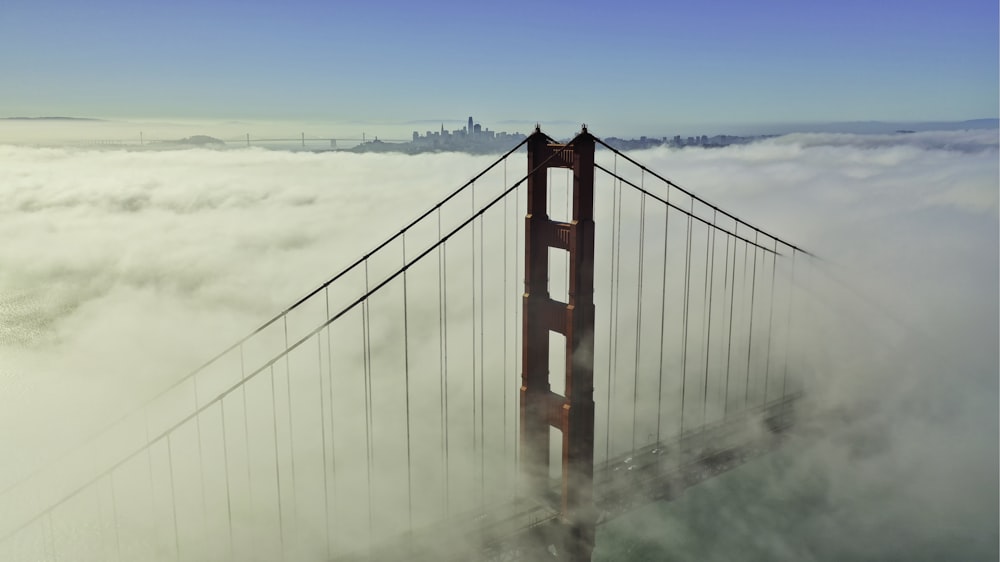 Golden Gate bridge covered in clouds