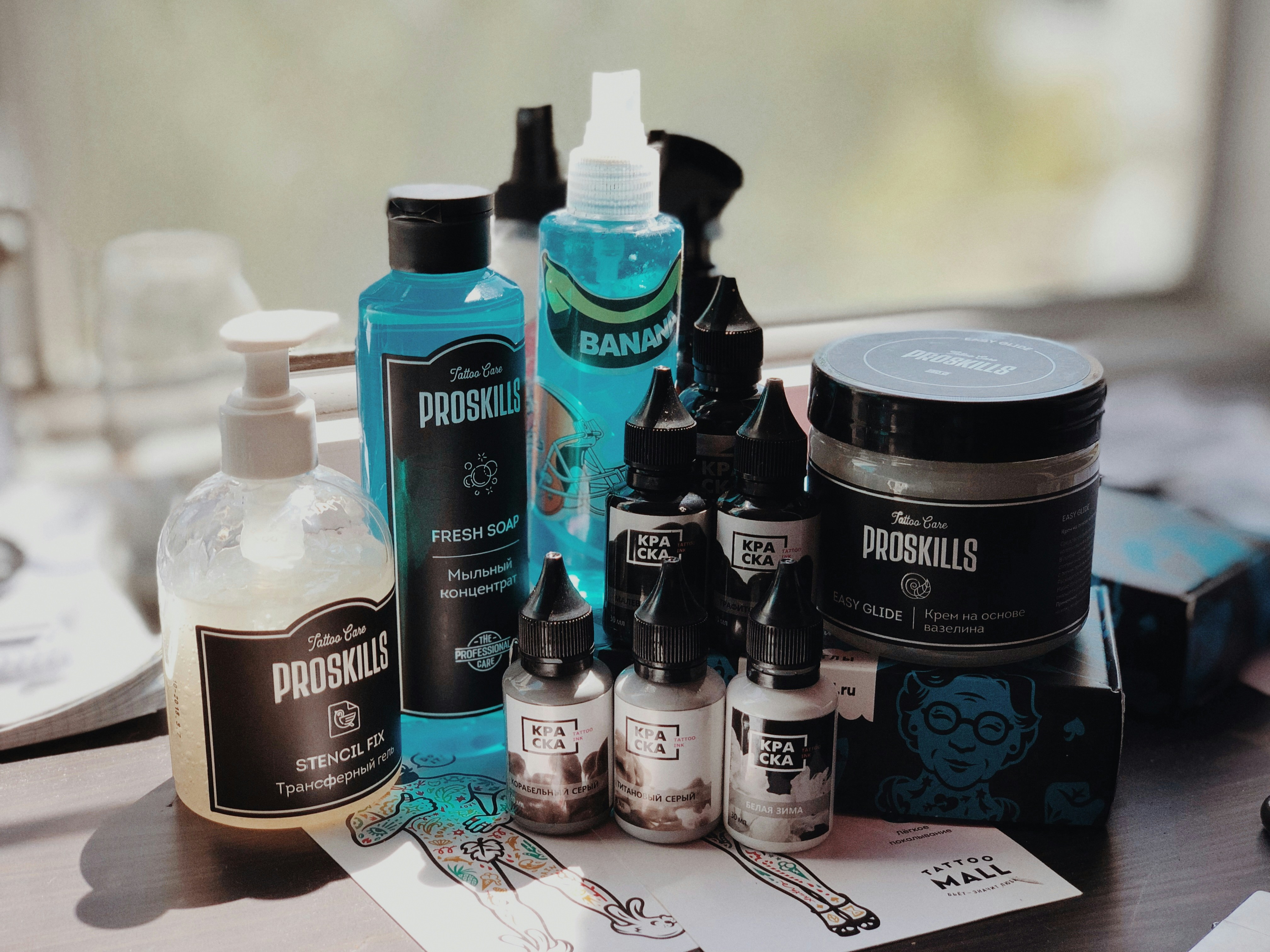 Selection of bottles including buzzing and tingling lubes