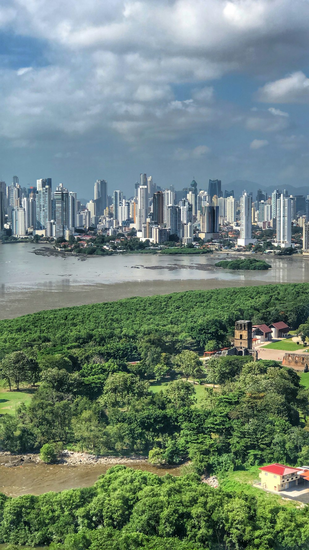 Horizonte de la ciudad durante un día nublado