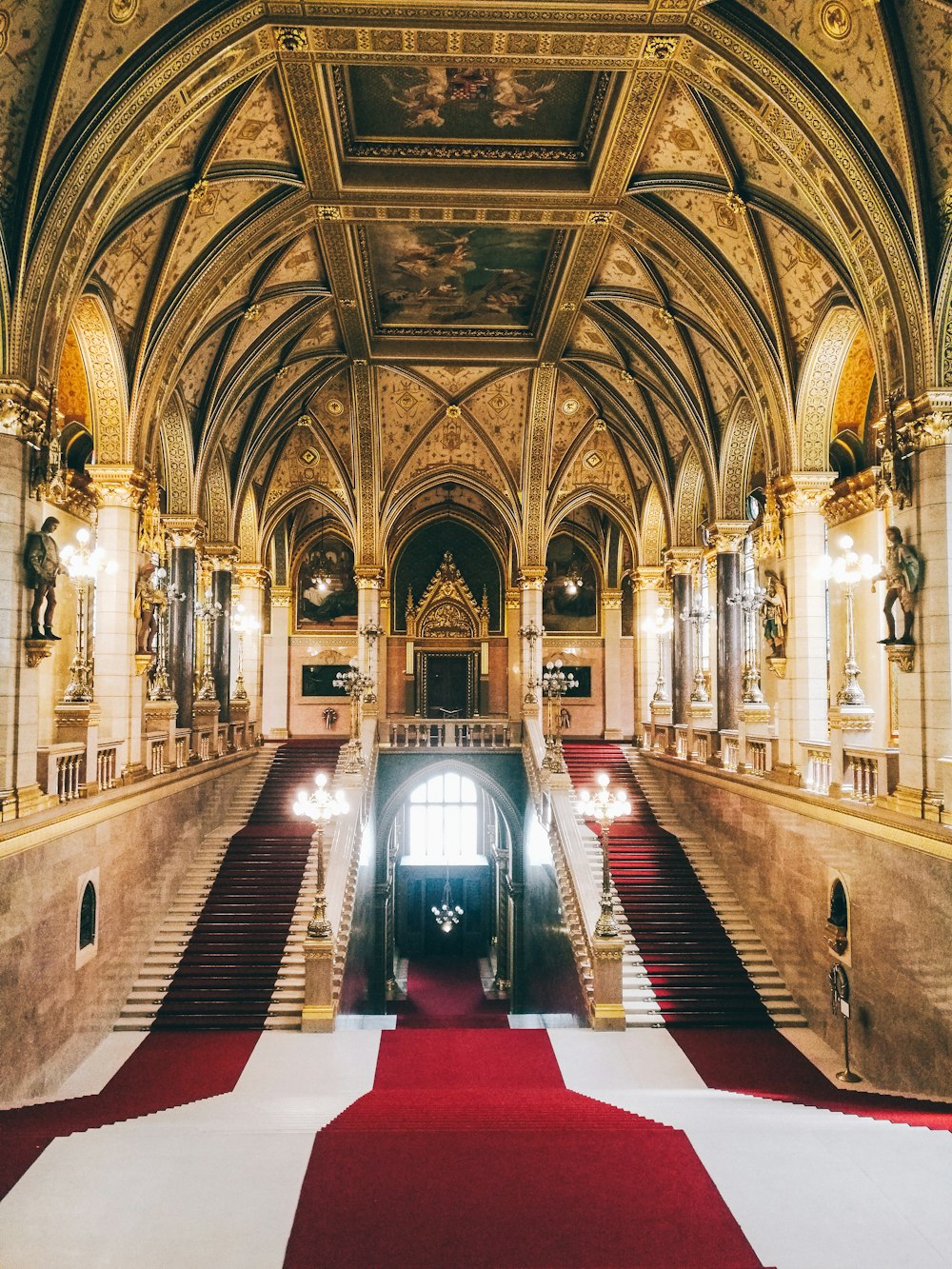 interior building with red carpets