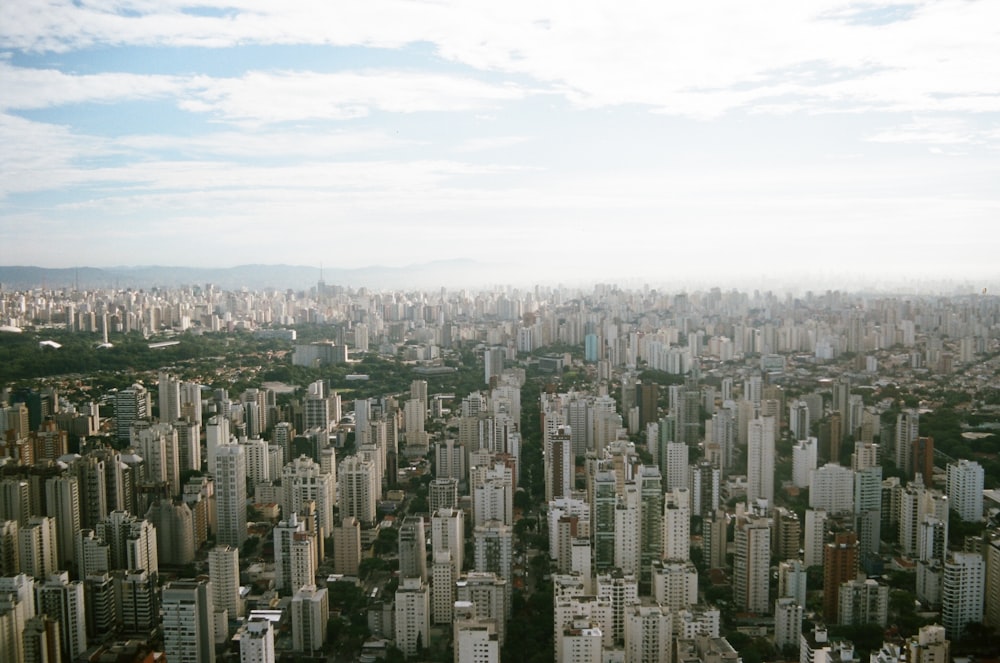 top view of high-rise and mid-rise buildings