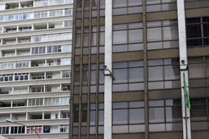 Close-up of architectural details on a contemporary Rio de Janeiro apartment complex.