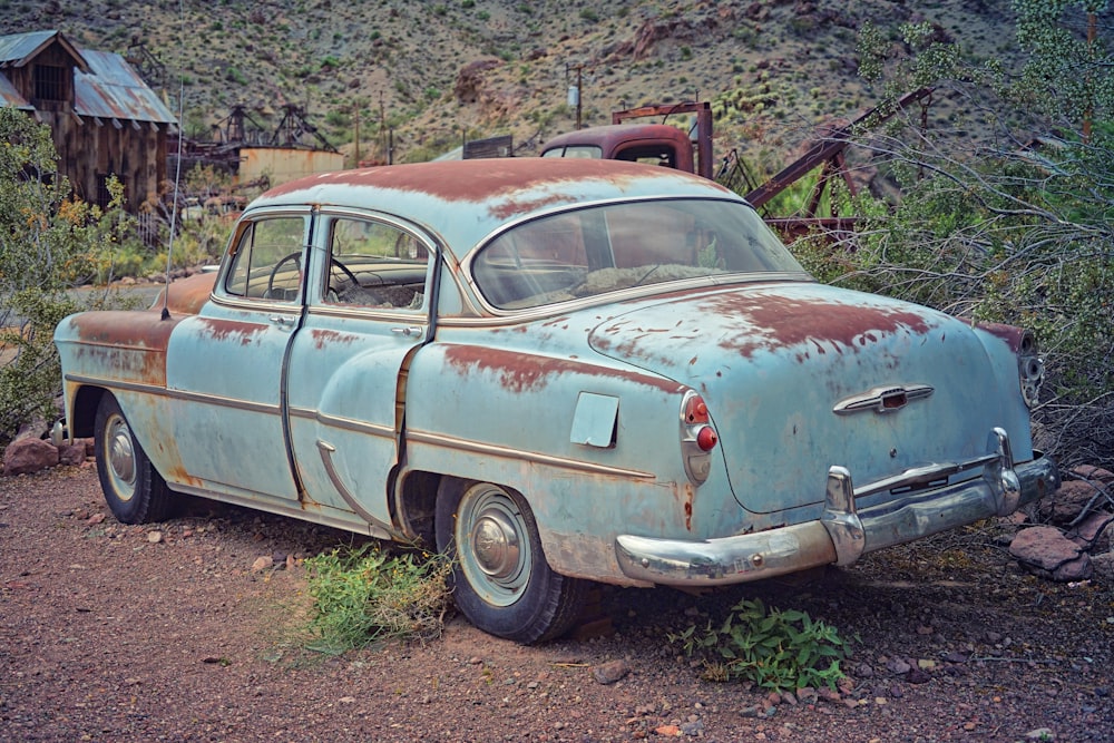 vintage blue vehicle