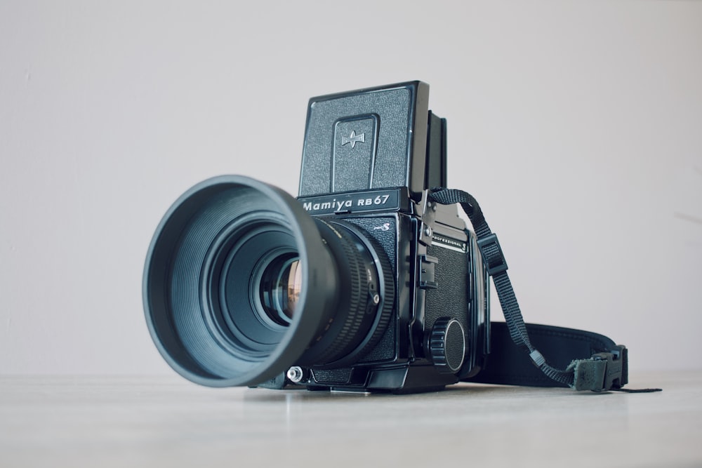black SLR camera