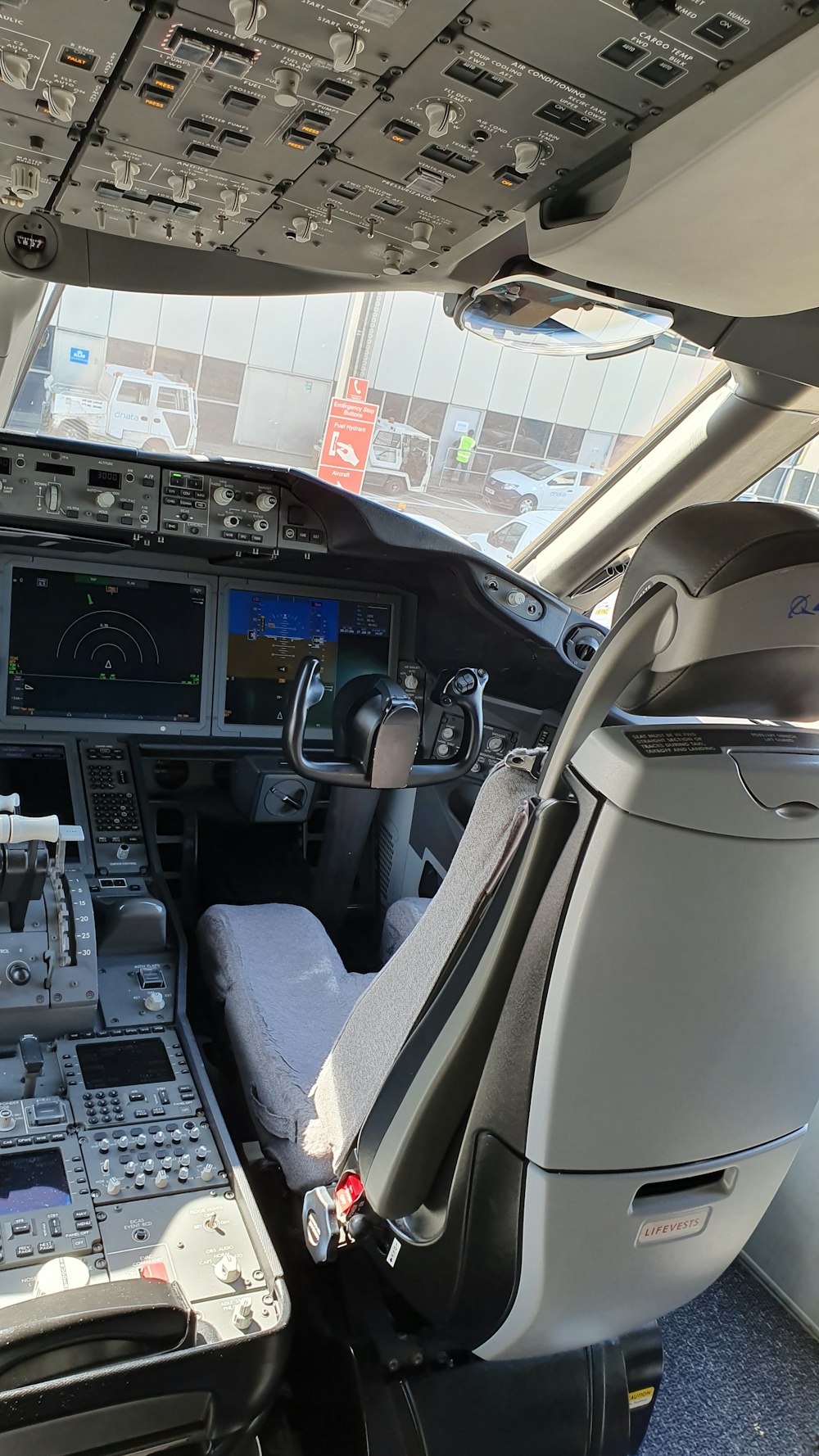 airplane cockpit during day