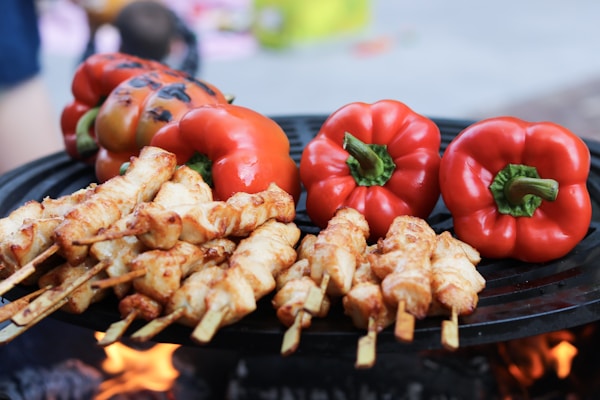 Grilled pork and bell pepper