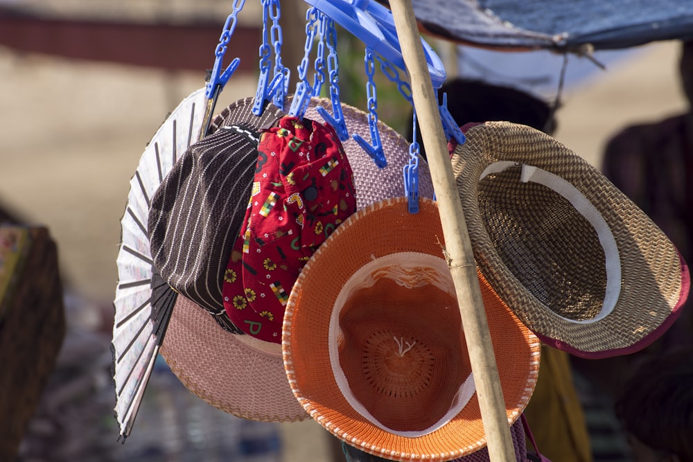 assorted-color hats