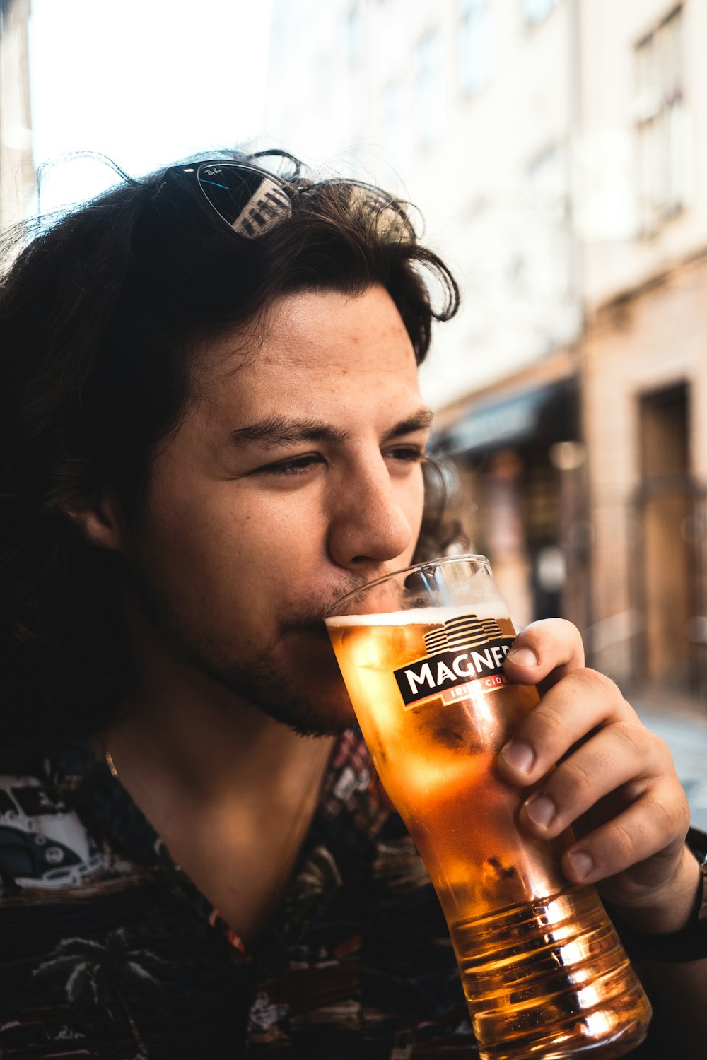 man drinking beer