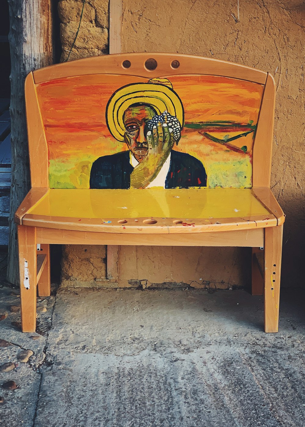 yellow and brown wooden desk