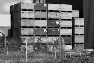 Photo of a busy export warehouse with neatly stacked crates ready for shipment.