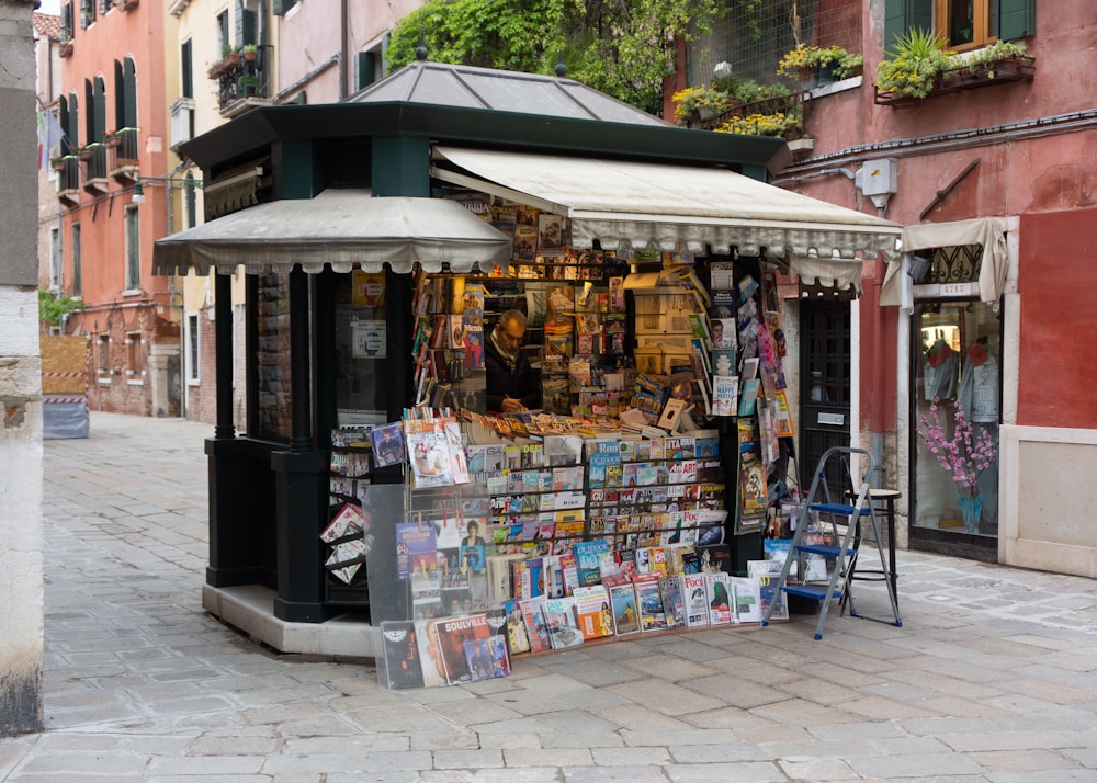 black and white store near houses