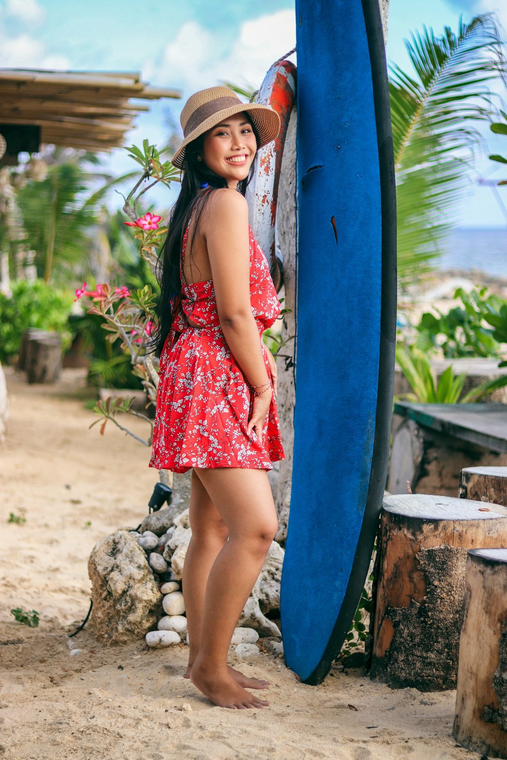 woman with surfboard