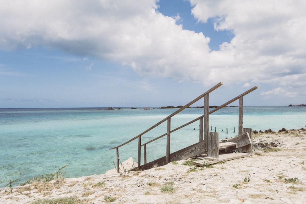 wooden stair towards sea