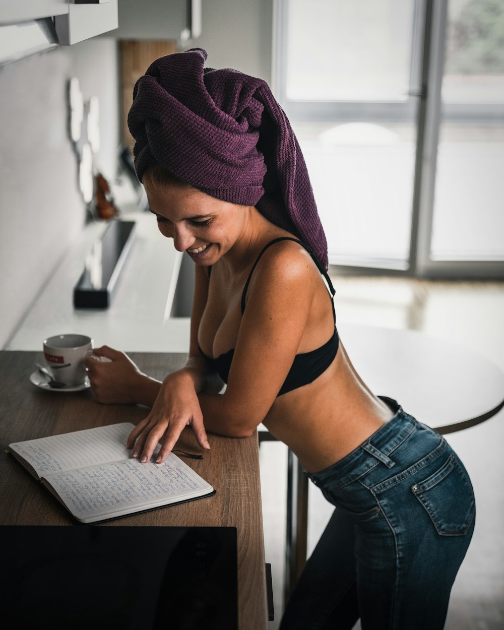 woman reading book