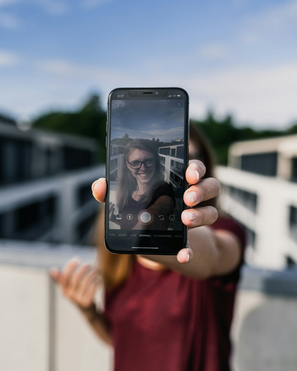 person taking selfi