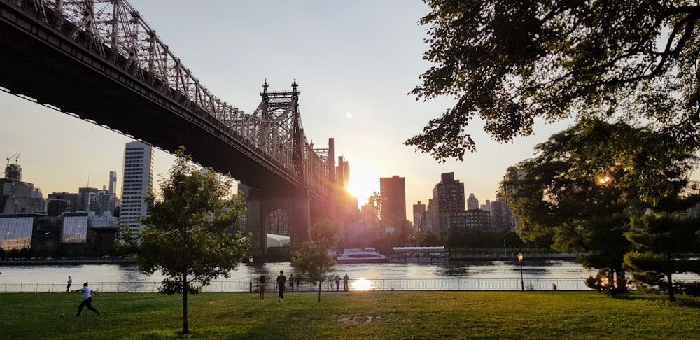 low-angle photo of Manhattan bridge