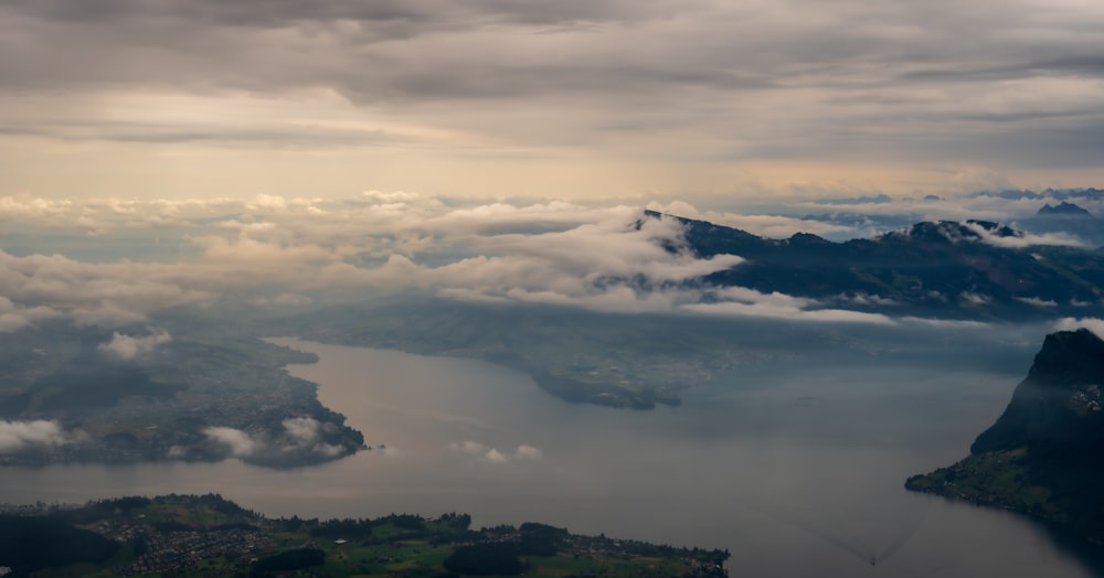 aerial photography of mountains