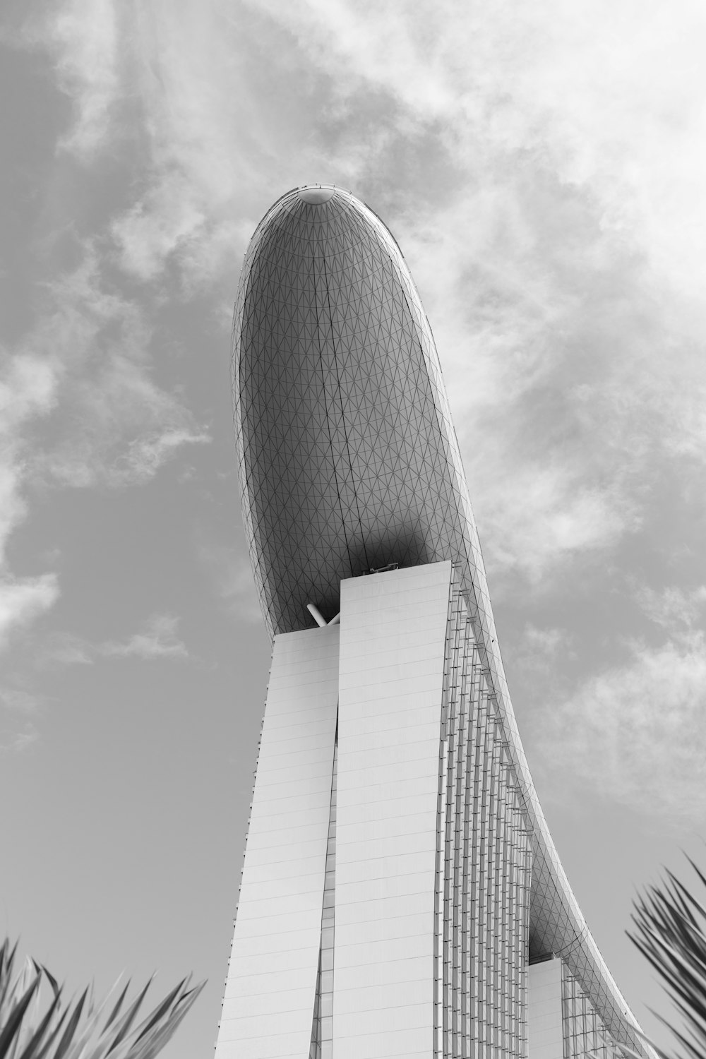 grayscale photo of Marina Bay Sands resort