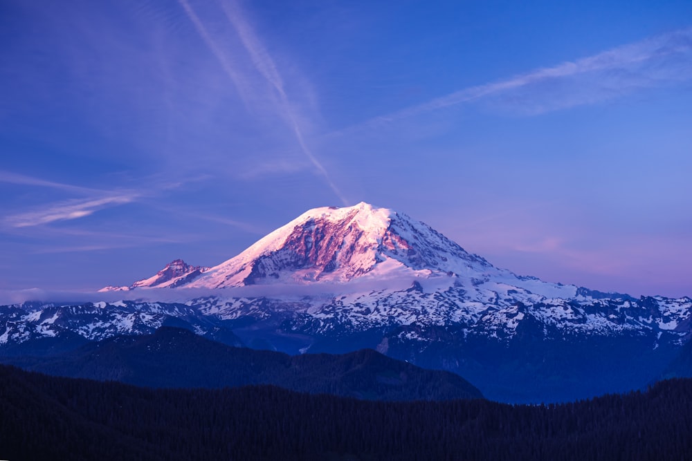 selective focus photography of glacier mountain under blue sky