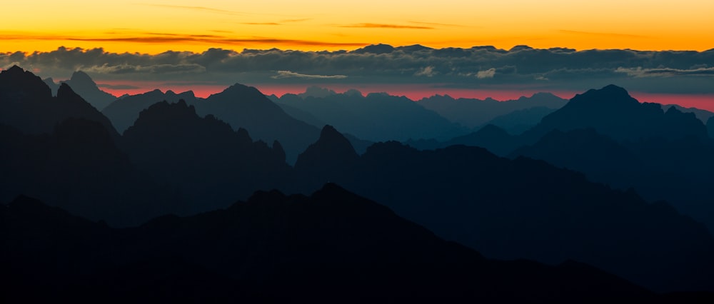 silhouette of mountain view