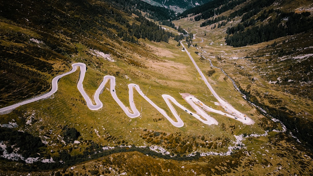 aerial photography of zig zag road