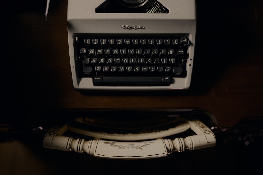 white and black typewriter