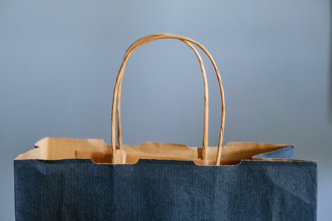 A dark blue shopping bag.