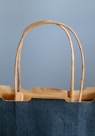 blue and brown tote bag