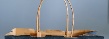 blue and brown tote bag