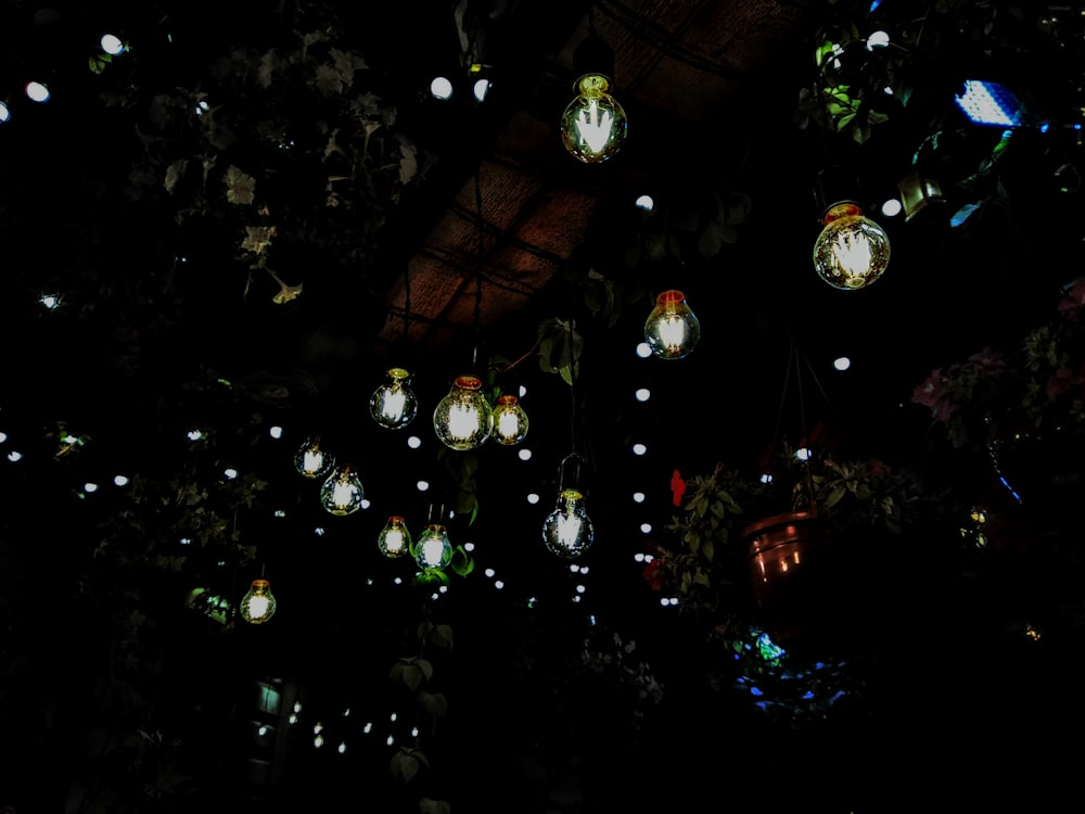 turned-on light bulbs during nighttime