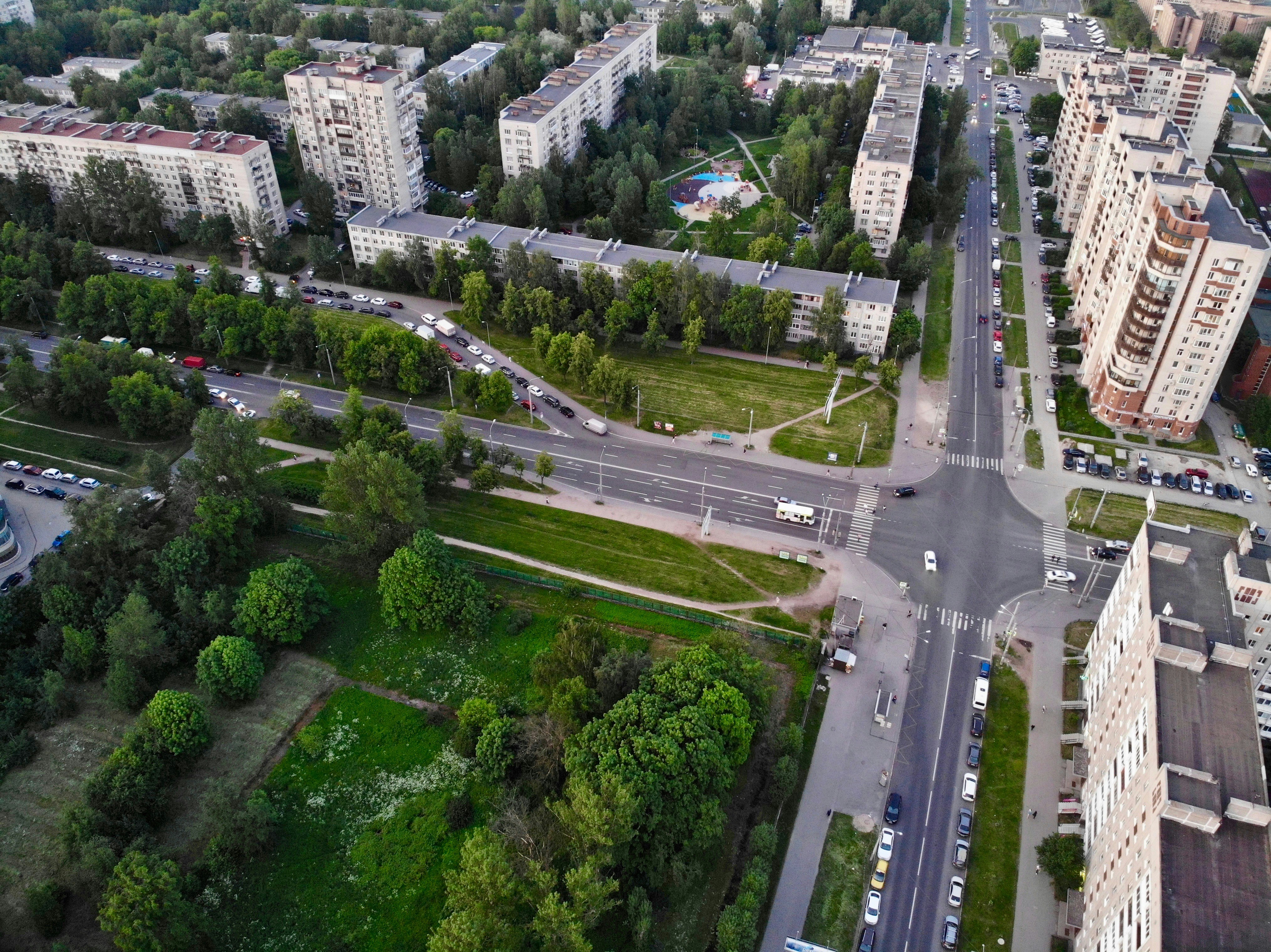 aerial photo of roads