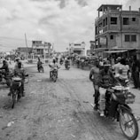 A scenic view of a motorcycle navigating through Dakar's streets.