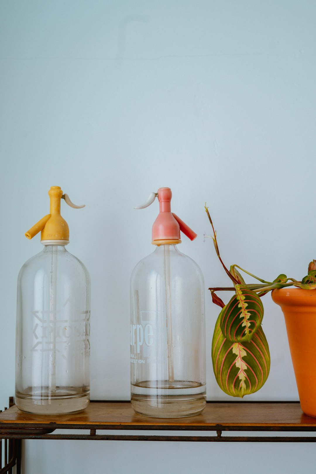 two clear glass bottles