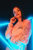 woman in pink sweatshirt