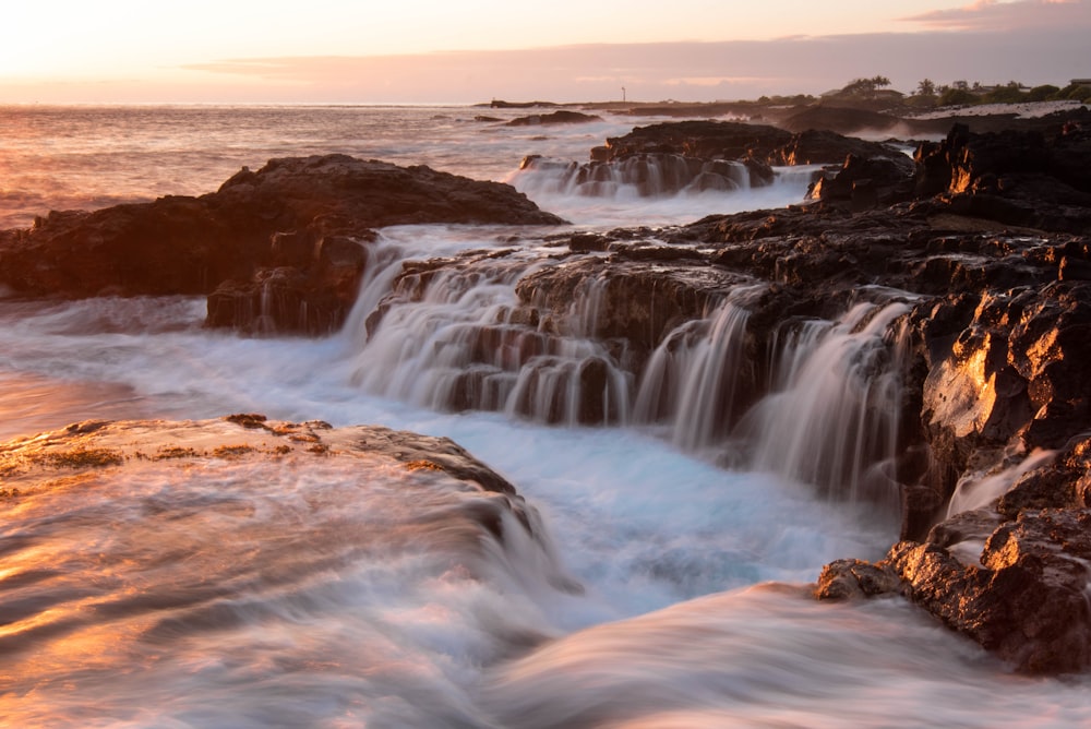 time lapse photography of flowing water