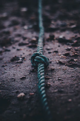 teal rope on soil