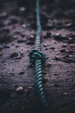 teal rope on soil