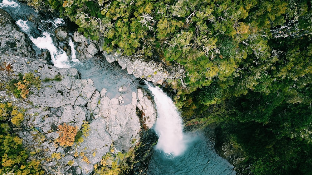 aerial photography of waterfalls