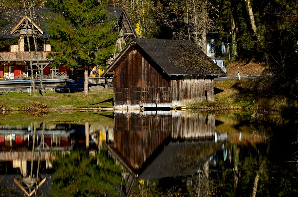 brown house near body of water during daytime