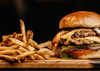 burger with fries