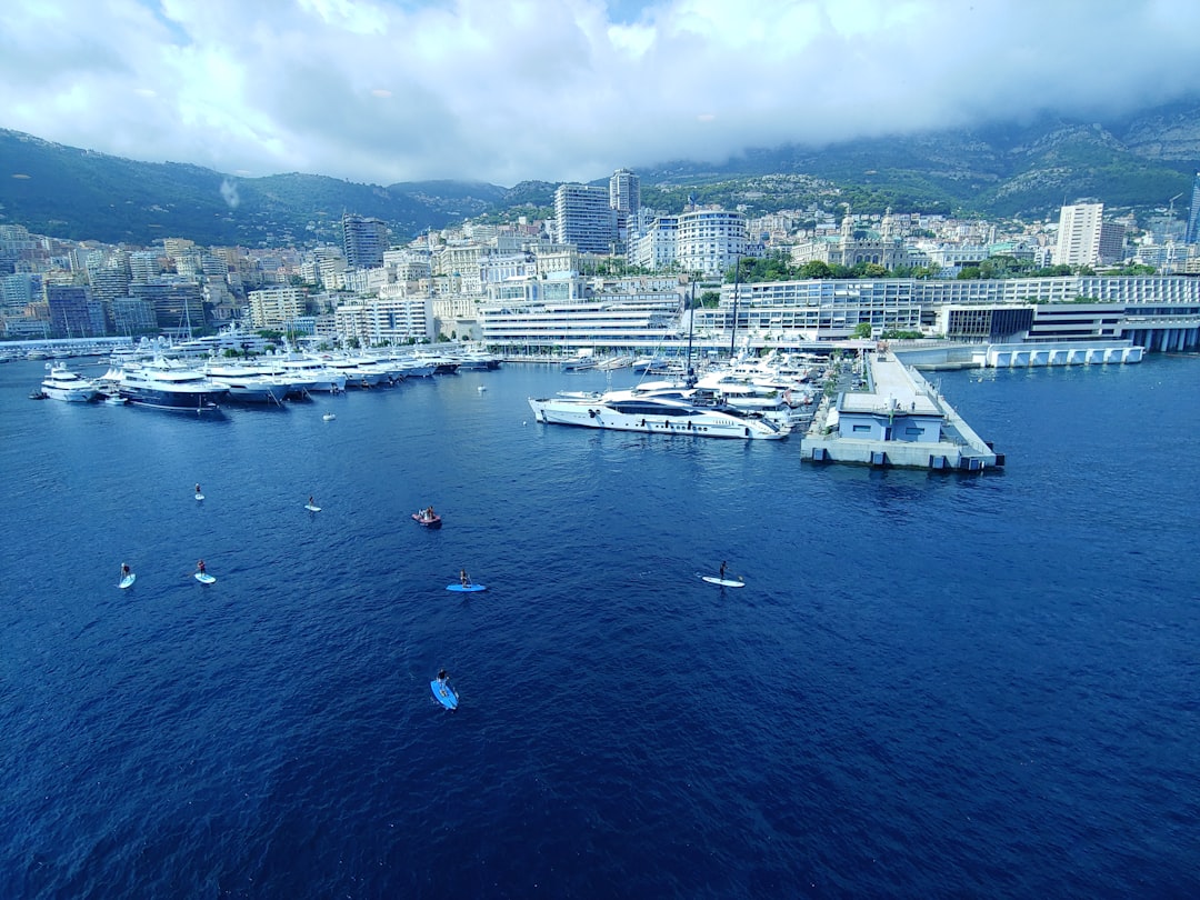 The beautiful port of Monte Carlo, Monaco and the big yachts seen from my cruise ship balcony.